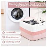 CLHMILY&Z Stylish Square Cotton Rope Storage Basket (Pink & White, 110L)