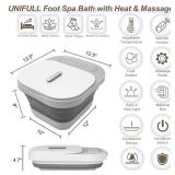 UNIFULL Collapsible Foot Spa Bath with Heat and Massage Rollers, Bubble, Foot Pedicure Kit, Temperature Control, Red Light, Pedicure Foot Spa, Foot Bath