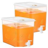 Domensi 2 Pack 2 Gallon Drink Dispenser for Fridge with Spigot Water Dispenser Leak Proof Lids Filter Screen Beverage Juice Container Sealed Plastic Lemonade Milk Cold Hot Drink Tea Jug for Party