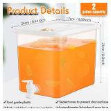 Domensi 2 Pack 2 Gallon Drink Dispenser for Fridge with Spigot Water Dispenser Leak Proof Lids Filter Screen Beverage Juice Container Sealed Plastic Lemonade Milk Cold Hot Drink Tea Jug for Party