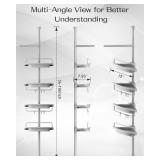 ALLZONE Rustproof Shower Caddy Corner for Bathroom,Bathtub Storage Organizer for Shampoo Accessories,4-Tier Adjustable Shelves with Tension Pole, 34 to 116 Inch, Grey