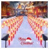 20 Pack Solar Christmas Candy Cane Lights, Christmas Decorations Outdoor Waterproof, Solar Powered Pathway Lights with 8 lighting Modes & Memory Function for Outside Party Garden Yard Patio Decoration