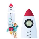 The Rocket Wooden Height Chart for Kids | Space Theme Growth Chart for Wall | Galaxy Wall Decor for Kids Room | Tracks Height Up to 4ft | Easy No-Tool Installation