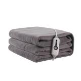 Electric Heated Blanket 50\"x60\" Throw Size, Soft Coral Fleece with 4 Heating Levels and 3 Hours Auto-Off, Machine Washable, Cozy Plush Fabric for Home, Light Grey - Retail: $40