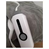 Electric Heated Blanket 50\"x60\" Throw Size, Soft Coral Fleece with 4 Heating Levels and 3 Hours Auto-Off, Machine Washable, Cozy Plush Fabric for Home, Light Grey - Retail: $40