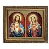 Christian Brands 11 Inches Wide x 13 Inches High Catholic Faith Gifts Sacred Hearts Framed Print by Artist Michael Adams - Retail: $28