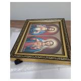 Christian Brands 11 Inches Wide x 13 Inches High Catholic Faith Gifts Sacred Hearts Framed Print by Artist Michael Adams - Retail: $28