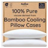 Bambaw 100% Viscose Derived from Bamboo Pillowcase Standard Size â Set of 2 Cooling Pillow Cases Standard Size, Breathable & Anti Acne Pillow Case, Cooling Pillow Cover with Envelope Closure (Whi
