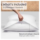 Bambaw 100% Viscose Derived from Bamboo Pillowcase Standard Size â Set of 2 Cooling Pillow Cases Standard Size, Breathable & Anti Acne Pillow Case, Cooling Pillow Cover with Envelope Closure (Whi
