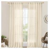 LAMIT Beige Linen Curtains for Living Room 2 Panels Set, 84 Inch Faux Linen Textured Light Filtering Drapes Back Tab and Rod Pocket Boho Panels for Farmhouse/Bedroom/Porch, 52 x 84 Inch - Retail: $31