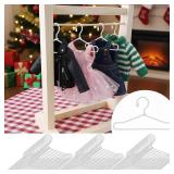 Jenaai 30 Pcs Doll Clothes Hanger 2.56 in Metal White Doll Outfit Hanger Mini Clothes Hangers for Wardrobe, Dresses, Skirts, and Accessories - Retail: $14