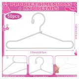 Jenaai 30 Pcs Doll Clothes Hanger 2.56 in Metal White Doll Outfit Hanger Mini Clothes Hangers for Wardrobe, Dresses, Skirts, and Accessories - Retail: $14