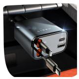 LISEN Retractable Car Charger, for Gifts for Him Her, 69W Cars Adapter USB C Fast Charger for iPhone 17-11, Car Accessories Gadgets for Men, Anniversary Birthday Gifts for Men Women, for Samsung - Ret