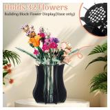 Vase Holder fit for Lego Flowers Bouquet - Acrylic Puzzle Vase fit for Lego Botanical Collection Building, Adult Gift Display Stand for Roses Orchid Sunflower (Black) - Retail: $10