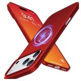TORRAS Magnetic Slim Fit for iPhone 17 Pro Case 6.3 inch, Ultra-Thin, Compatible with MagSafe, Lightweight Matte Anti-Scratch Hard PC Cover Phone Case for iPhone 17 Pro OriginFit, Red - Retail: $26