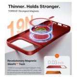 TORRAS Magnetic Slim Fit for iPhone 17 Pro Case 6.3 inch, Ultra-Thin, Compatible with MagSafe, Lightweight Matte Anti-Scratch Hard PC Cover Phone Case for iPhone 17 Pro OriginFit, Red - Retail: $26