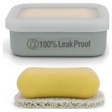 AIMAIAIMAI Compact Leakproof Travel Soap Case, Silicone Travel Soap Container, Portable Soap Box with Drainage Layer, Shatterproof Soap Holder for Bathroom, Gym (Gray) - Retail: $10