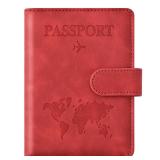 Eoehro Passport Holder for Travel Essentials, Passport Wallet Cover Case for Travel Must Haves Accessories,Passport Book Holders for Women and Men(red) - Retail: $10