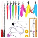 ZPH Cat Toys Interactive for Indoor Cats,2PCS Retractable Cat Wand,9PCS Teaser Toys&1PCS Hanging Door Lure Kitten Toy,Interactive Feather Toy for Teaser Play and Chase Exercise with Kitten - Retail: $