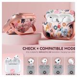 Inesore Pink for AirPods Pro 3 Case 2025 with Lock, for Women Girly Floral Cute Case Compatible with Apple Airpods Pro 3rd Generation Cover, with Phone Stand,Keychain & Cleaner Kit -Pink Flower - Reta