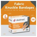 Dealmed Fabric Knuckle Flexible Adhesive Bandages â 100 Count (1 Pack) Bandages with Non-Stick Pad, Latex Free, Wound Care for First Aid Kit, 1 1/2\" x 3\" - Retail: $7