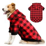 Pre Owned Red Plaid Dog Hoodie Sweater for Dogs Pet Clothes with Hat and Pocketï¼XXLï¼ - Retail: $15