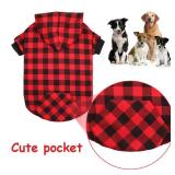 Pre Owned Red Plaid Dog Hoodie Sweater for Dogs Pet Clothes with Hat and Pocketï¼XXLï¼ - Retail: $15
