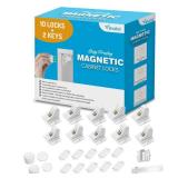 Vmaisi Adhesive Magnetic Locks for Cabinets & Drawers (10 Locks and 2 Keys) - Retail: $25