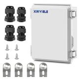 XINYIELE Waterproof Outdoor Project ABS Plastic Junction Box IP67 Weatherproof Dustproof Enclosure with Hinged Cover, Mounting Plate,Wall Brackets for Power Project (8.7\"X6.7\"X4.5\") - Retail: $20