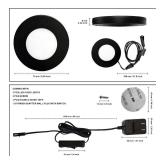 ColorFulceng LED Cabinet Lighting Kit 3 Pack Wired Slim Metal Puck Lights 12V 3000K 4000K 5000K Adjustable Under for Kitchen Closet Bookcase Wardrobe Lighting with ETL Listed Wall Plug (Black)