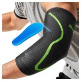 Elbow Brace Support with Gel Pads Breathable Elbow Compression Sleeve for Men & Women 4D Knit Elbow Sleeve for Golfer