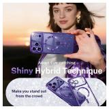 Glitter for iPhone 17 Pro Case with Eye-catching Integrated Lens Protection, [Sparkly Bling Back Panel] [Seamless Work with Magsafe] Cute Women Girly Magnetic Phone Case for iPhone 17 Pro 6.3\" Purple