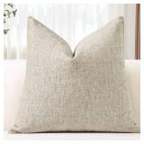 OTOSTAR Chenille Throw Pillow Covers 24x24 Inch Soft Farmhouse Beige Decorative Pillow Covers Solid Square Cushion Case for Sofa Bed Living Room Couch Home Decor (Beige)