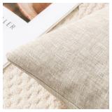 OTOSTAR Chenille Throw Pillow Covers 24x24 Inch Soft Farmhouse Beige Decorative Pillow Covers Solid Square Cushion Case for Sofa Bed Living Room Couch Home Decor (Beige)