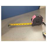 WORKPRO 25FT Pink Tape Measure, 1/8 Fractions Easy Read Measuring Tape, Retractable Nylon Coating Measurement Tape Accuracy 1/32, Magnetic Hook, Belt Clip, Rubber Protective Casing - Pink Ribbon - Ret