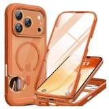 Miracase for iPhone 17 Pro Max Case 6.9\" Full-Body Phone Case with Built-in Glass Screen Protector& Full Camera Protector,[Magnetic with MagSafe] Drop Proof 17 ProMax Cover, Orange - Retail: $26