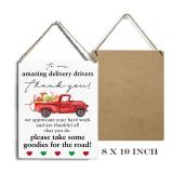 HTBIG Vintage Delivery Driver Thank You Sign, Wooden Wall Hanging, Front Door Outdoor Garden Package Delivery Boxes Appreciation Sign - Retail: $7