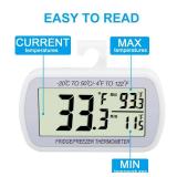 Waterproof Refrigerator Fridge Thermometer, Digital Freezer Room Thermometer, Max/Min Record Function Large LCD Screen and Magnetic Back for Kitchen, Home, Restaurants (2 Pack) - Retail: $15