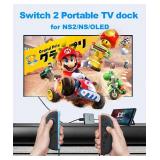 Switch 2 Portable Dock Compatible for Nintendo Switch 2 Docking Station with HDMI 2.1, 100w PD Port,USB-A Converter, Compatible with Mac,MacBook,Laptops(Request a firmware Update for NS2 V21 - Retail: