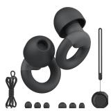 JUSTRVN Earplugs for Sleeping,Noise Reduction Soft Silicone Ear plugs with 7 Pairs Ear tips&One Connection Cord,Hearing Protection Reusable Earplugs for Sleeping,Concert,Work&Sound Reduction 25dB-30db