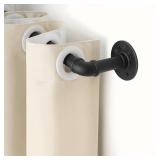 Refrze Industrial Blackout Curtain Rod, 34-48 Inch, 1 Inch Diameter, Heavy Duty, Adjustable, Wrap Around, Black - Retail: $20