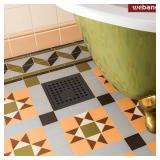 WEBANG 6 Inch Square Shower Floor Drain with Flange,Quadrato Pattern Grate Removable,Food-Grade SUS 304 Stainless Steel,Watermark&CUPC Certified,Matte Black - Retail: $37