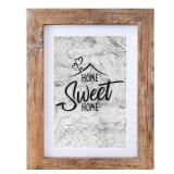 Califortree 5x7 Picture Frame - Can Display Photo 4x6 with Mat, Wood Frame with Shatterproof Plexiglass, Horizontal and Vertical Display for Wall and Tabletop, Rustic Brown - Retail: $5