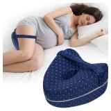 RQUXMT Knee Pillow for Side Sleepers, Alignment Pillows for Side Sleepers, Memory Foam Leg Pillow with Sleeping. Foam Support Pillow for Soothing Pain Relief for Sciatica - Adjustable Strapï¼Navy�