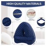 RQUXMT Knee Pillow for Side Sleepers, Alignment Pillows for Side Sleepers, Memory Foam Leg Pillow with Sleeping. Foam Support Pillow for Soothing Pain Relief for Sciatica - Adjustable Strapï¼Navy�