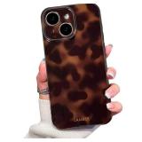 Cute Phone Case for iPhone 15 Case Amber Leopard Full Camera Protective Slim Shockproof Aesthetic-Brown Amber - Retail: $0