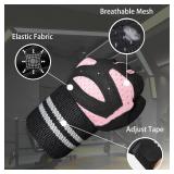 Govblus Workout Gloves for Men and Women with Wist Support, Exercise Gloves for Weight Lifting, Cycling, Gym Gear, Training, Fingerless, Breathable and Snug fit (Pink, Large) - Retail: $13