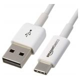 Amazon Basics USB-C to USB-A 2.0 Fast Charger Cable, 480Mbps Speed, USB-IF Certified, for Apple iPhone 16/15, iPad, Samsung Galaxy, Tablets, Laptops, 6ft, White - Retail: $4