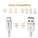Amazon Basics USB-C to USB-A 2.0 Fast Charger Cable, 480Mbps Speed, USB-IF Certified, for Apple iPhone 16/15, iPad, Samsung Galaxy, Tablets, Laptops, 6ft, White - Retail: $4