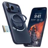 TORRAS for iPhone 17 Pro Case 360 Magnetic Stand O3 Fitness Series, [Fit for MagSafe] [360Â° Rotating Kickstand] 4X Mil-Grade Shockproof, Camera Control Button, Slim, Translucent Deep Blue - Retail:
